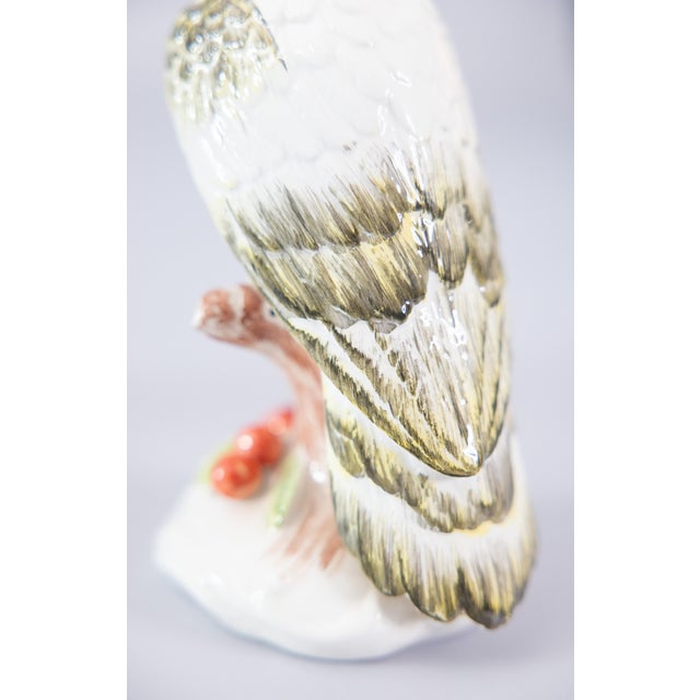 Vintage Italian Majolica White Cockatoos Parrots Birds - A Pair For Sale - Image 10 of 13