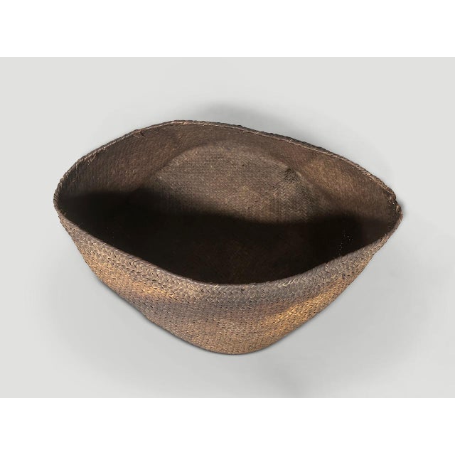 Contemporary Antique Oversized Hand Woven Rattan Basket For Sale - Image 3 of 6
