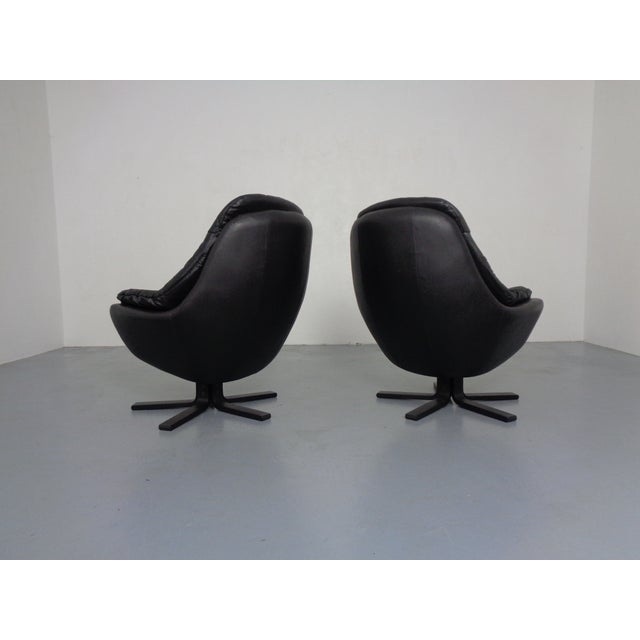 Black Leather Swivel Chair by H. W. Klein for Bramin, Denmark, 1970s For Sale - Image 8 of 13
