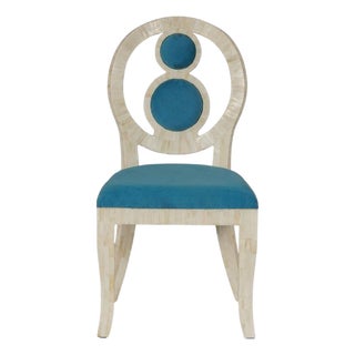 Bone Inlay Chair With Velvet Upholstery For Sale