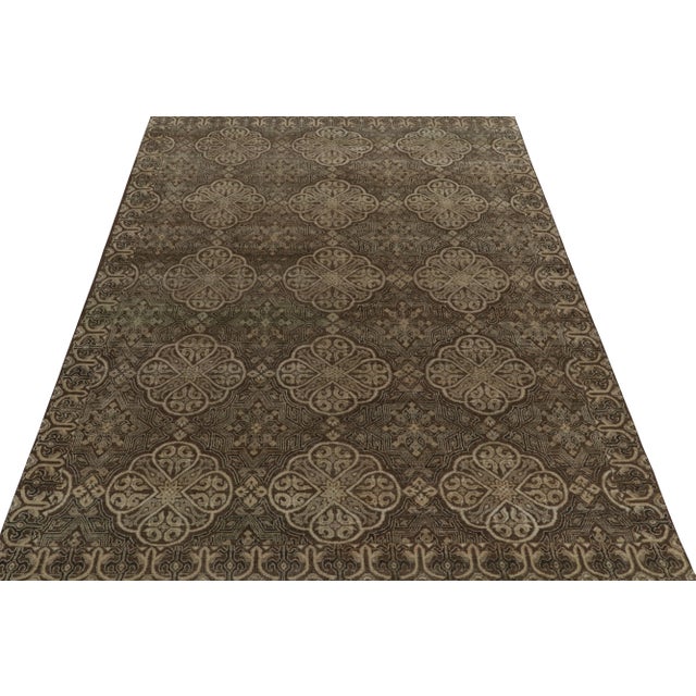 Traditional Rug & Kilim’s Spanish Classic Style Rug in Beige-Brown, Black Geometric Patterns For Sale - Image 3 of 7