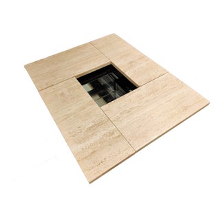 Vintage Travertine Hidden Bar Coffee Table, 1970s For Sale