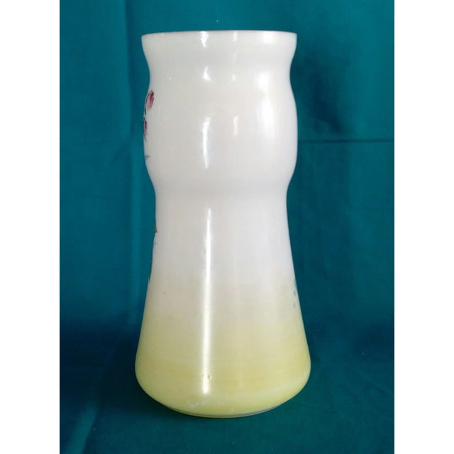 1890s Extra Large Austrian Hand Painted Cased Glass Bird Vase Signed "Austria" For Sale - Image 4 of 6