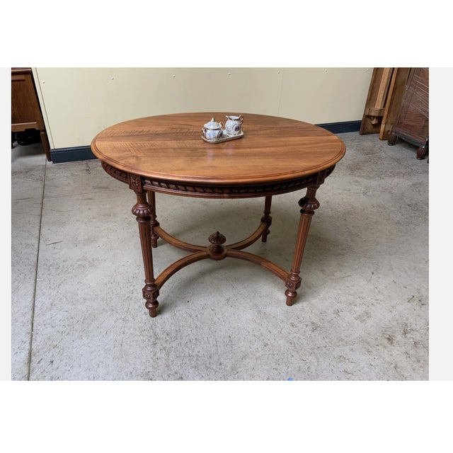 Brown Antique Art Nouveau Coffee Table in Walnut, 1890s For Sale - Image 8 of 8