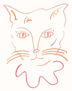 "Harlequin Cat No. 2" Whimsical Colorful Cat Print