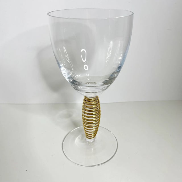 Rare Vintage Modern Kosta Boda Epoque Gold Spiral Stem Anna Ehrner Wine Glass Gorgeous line - beautiful glass. Shows a...