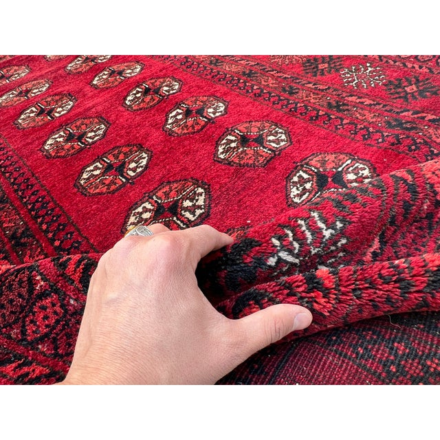 Vintage Afghan Mauri Bokhara Single Column Oval Gul Rug - 6'0" X 3'7" For Sale - Image 9 of 12