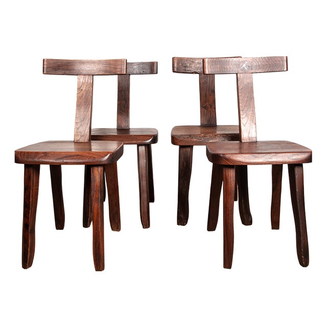 Scandinavian T Model Chairs in Elm in the style of Olavi Hanninen, 1960s, Set of 4 For Sale