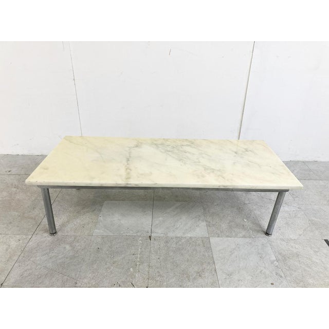 1960s Vintage White Marble Coffee Table, 1960s For Sale - Image 5 of 11