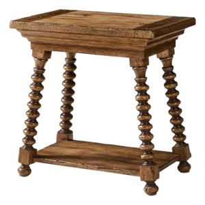 Rustic Farmhouse Spool-Leg End Table