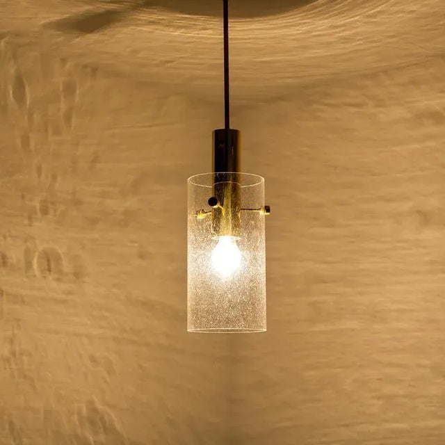 Metal Large Brass and Glass Pendant from Glashütte Limburg, 1970s For Sale - Image 7 of 18