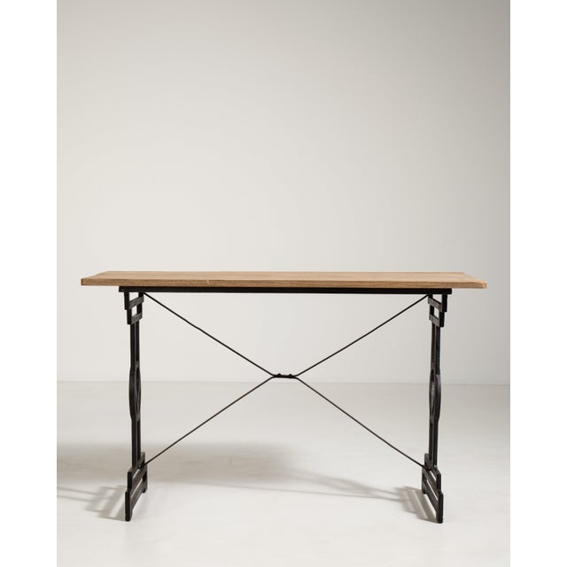Cast Iron Bistro Table with Oak Top, Antique, France, 20th Century For Sale - Image 4 of 18