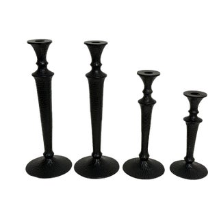 Pottery Barn Seville Hammered Metal Candle Holders, Set of Four For Sale