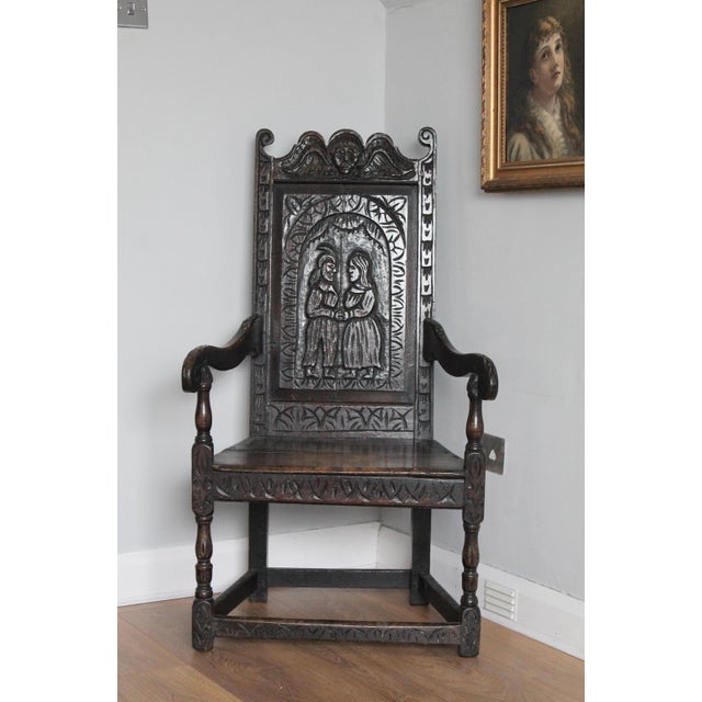 17th Century Black Wainscot Armchair For Sale - Image 11 of 14