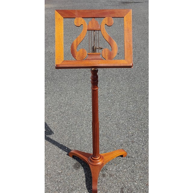 Antique Mahogany Lyre and Brass Music Stand For Sale In Washington DC - Image 6 of 10