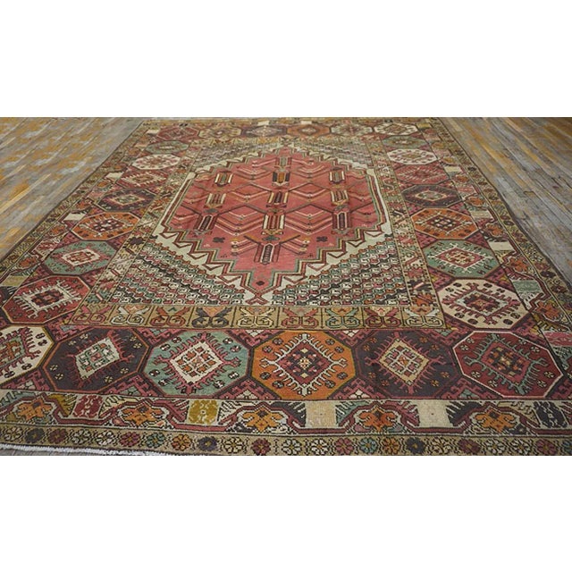 1920s Antique Medallion Tribal Jerusalem Carpet Israeli Bezalel Marbediah Rugs For Sale - Image 4 of 9