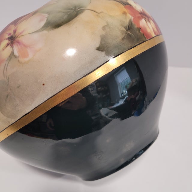 Early 20th Century Antique Hand-Painted Floral Jardiniere Bowl Vase--Bavaria For Sale - Image 5 of 10