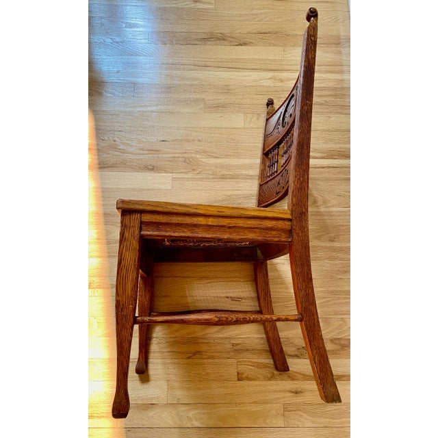 American Oak Ladies Chair Est 1920’s For Sale - Image 3 of 11