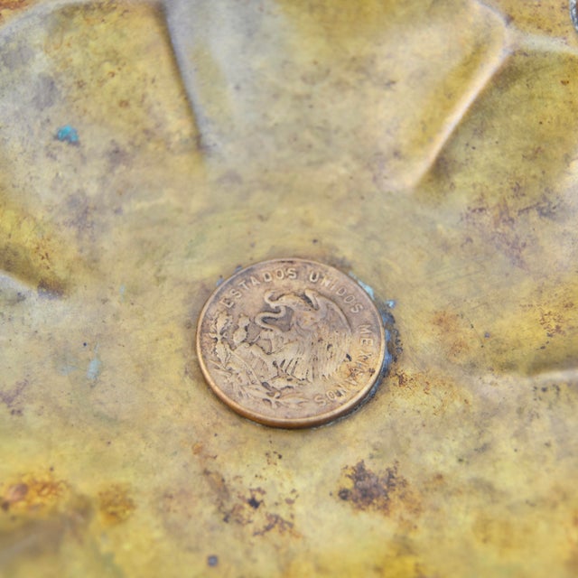 Mid 20th Century Handcrafted Coin-Embellished Americana Brass Ashtray For Sale In New York - Image 6 of 8