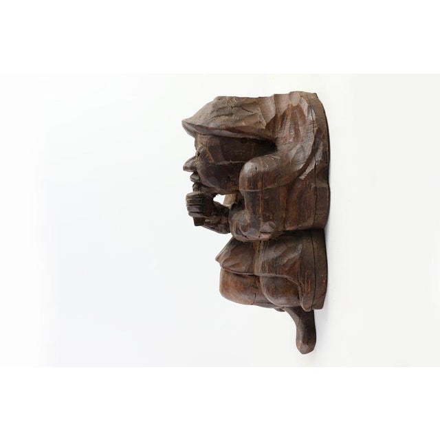 Rustic Hand-Carved Oak Wall Figure of a Man, France, 1850s For Sale - Image 3 of 12