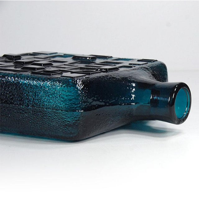Brutalist Blue Glass Bottle from Empoli, 1960s For Sale - Image 9 of 11