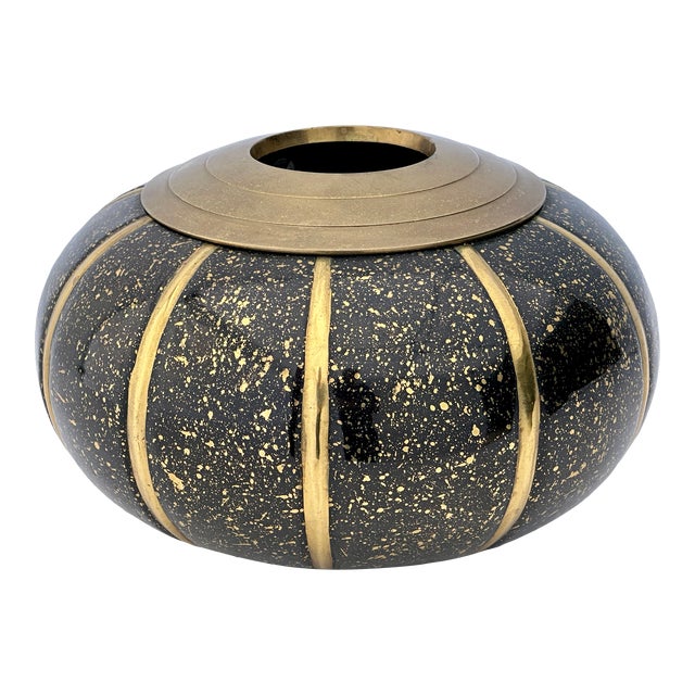 Speckled Blackened Brass Vase For Sale