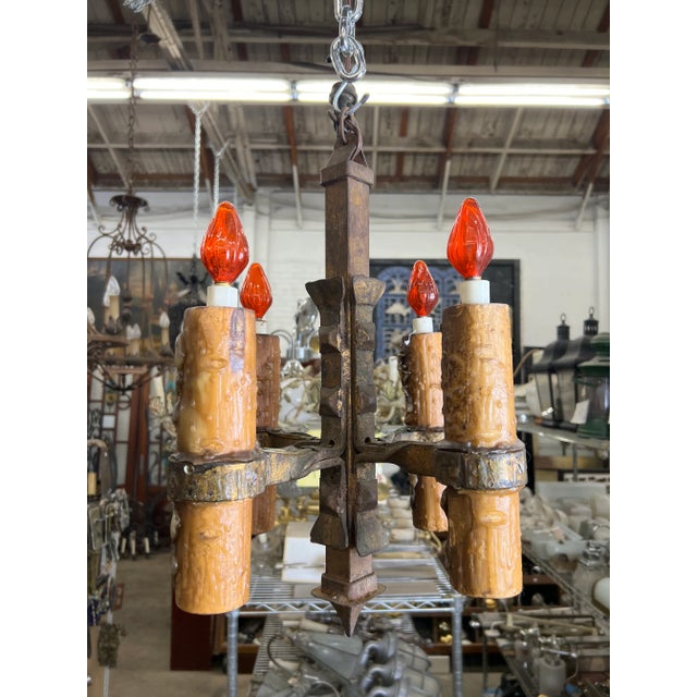 Bronze Spanish Revival/Mission Style Hanging Light For Sale - Image 8 of 9