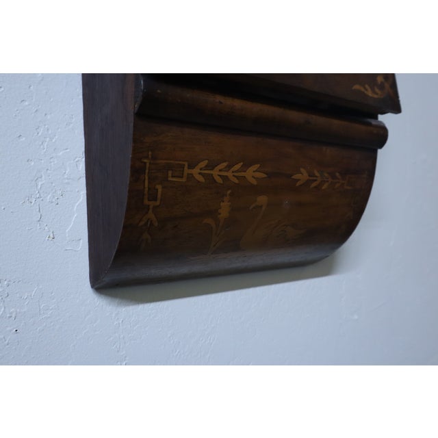 19th Century Marquetry Wall Clock With Wood Inlay & Original Key For Sale - Image 9 of 11