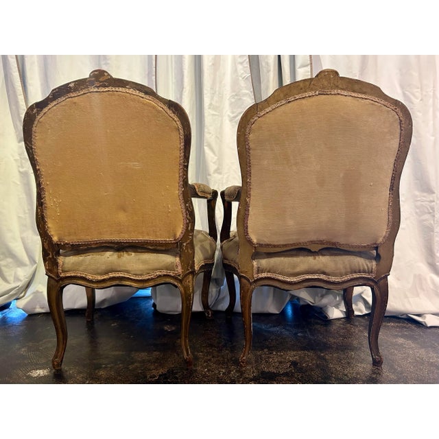 Late 19th Century Louis XV Style Arm Chairs a Pair For Sale - Image 5 of 7