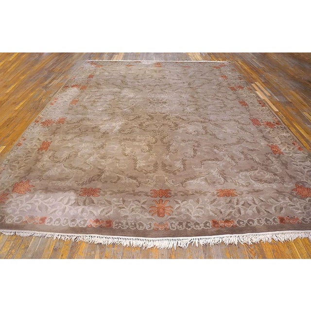 1930s Chinese Art Deco Carpet ( 10'2" x 13'9" - 310 x 419 ) Antique Chinese Room Size Wool Ivory Rug, Circa Date: 1930s....