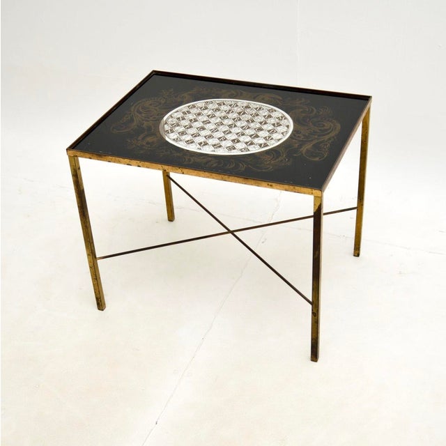 Mid-Century Modern Vintage Brass and Glass Side Table, 1960 For Sale - Image 3 of 7