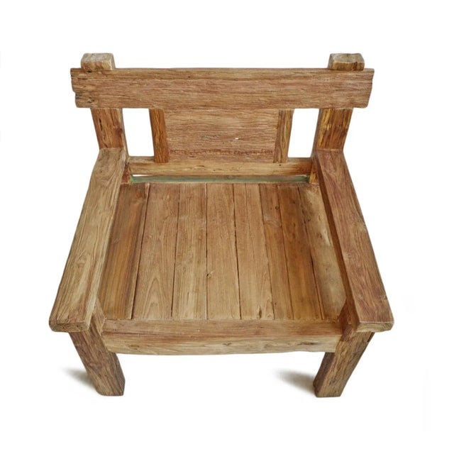 Rustic Vintage Outdoor Rustic Railway Wood Arm Chair For Sale - Image 3 of 8
