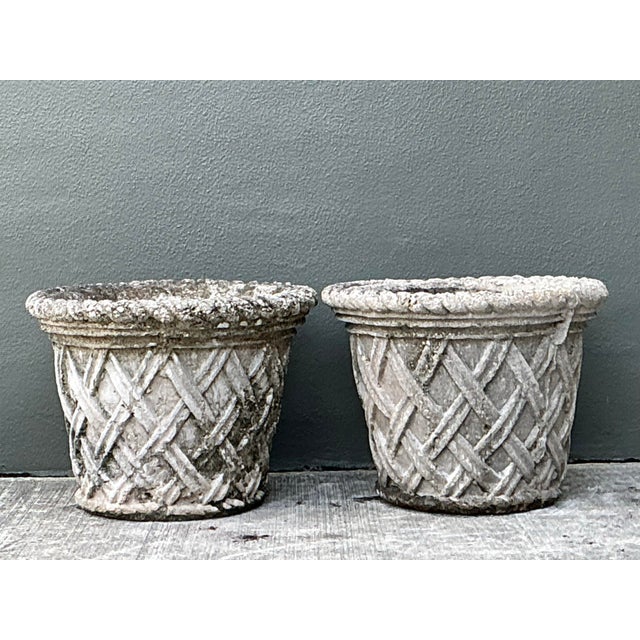Vintage Cast Concrete Trellis Planters - A Pair For Sale - Image 12 of 12