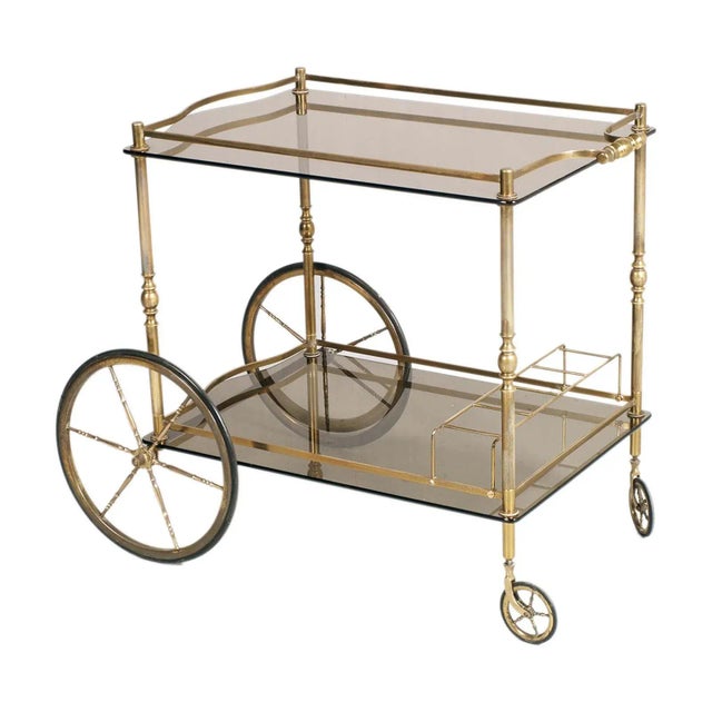 Gold Vintage Hotel Danieli Venice Serving Cart by Aldo Tura, 1950s For Sale - Image 8 of 8