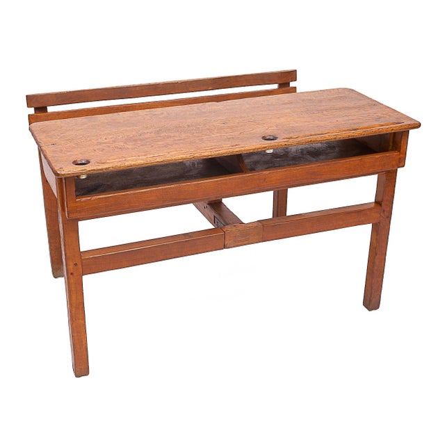 Tan Vintage School Desk, 1950s For Sale - Image 8 of 14