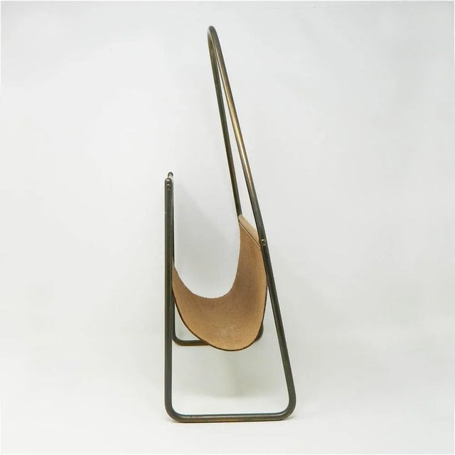 Brown Model 3808 Newspaper Stand in Brown Leather by Carl Auböck for Werkstätte Carl Auböck For Sale - Image 8 of 10