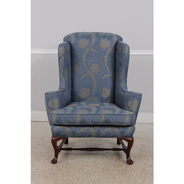 Queen Anne Pair Colonial Williamsburg Style Queen Anne Mahogany Wing Chairs For Sale - Image 3 of 18