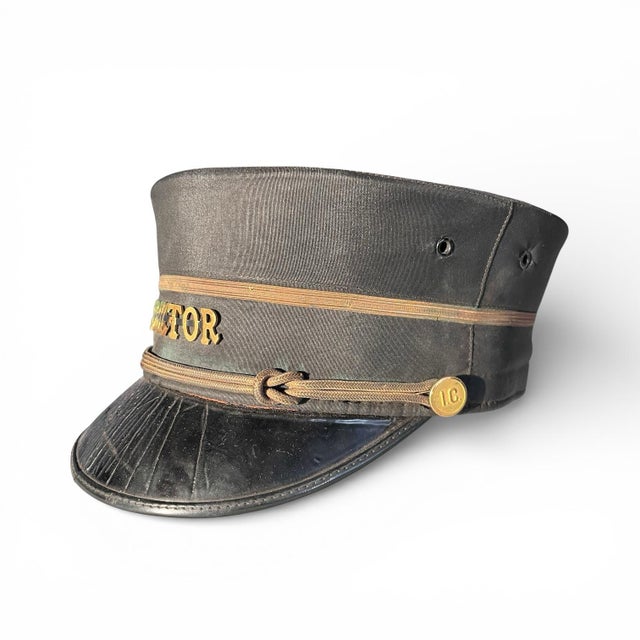 Campaign Antique Marshall Fields Train Conductor Cap For Sale - Image 3 of 9