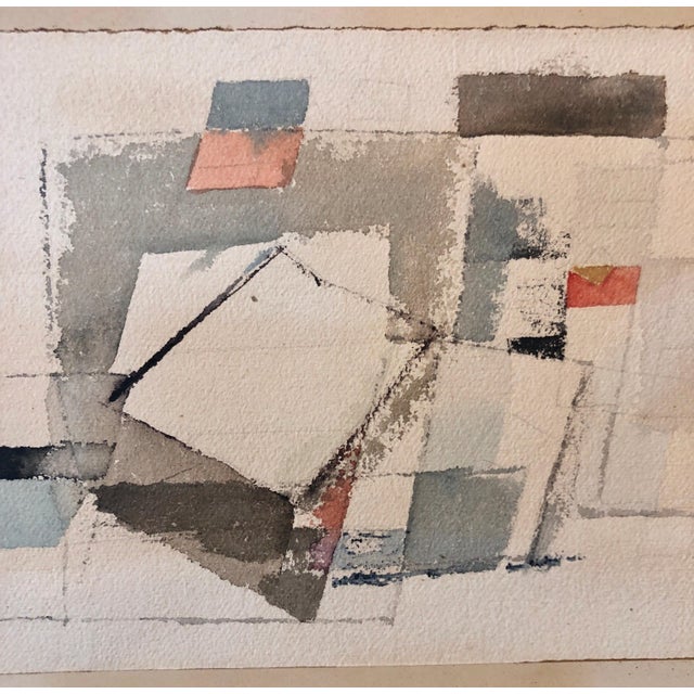 Modern Louise Schatz, 1950's Modernist Watercolor Painting Israeli Bezalel School Bauhaus Style, 1959, For Sale - Image 3 of 7