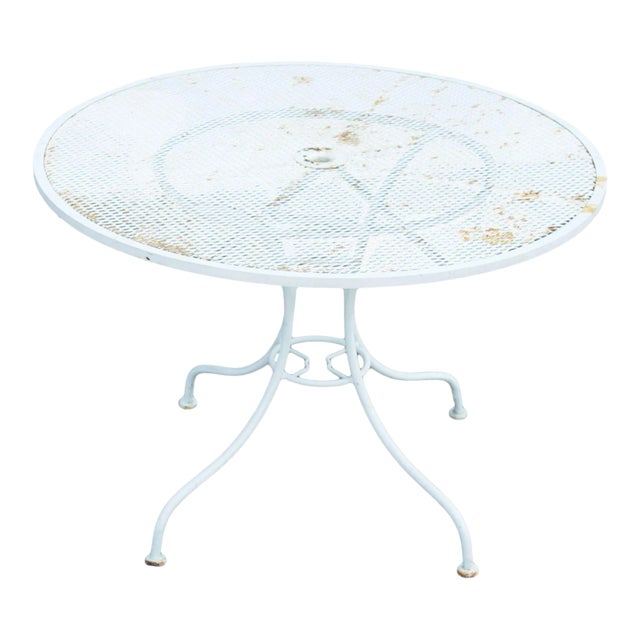 Vintage Wrought Iron Round Patio, Garden Dining Table For Sale