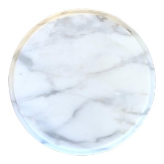 Vintage Honed Ogee Edge Carrara Marble Table Top - 14" For Sale