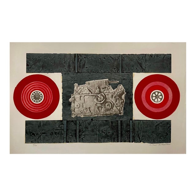 Michael Rothenstein, Ra, Large Michael Rothenstein British Pop Art Color Aquatint Etching Two Circles For Sale