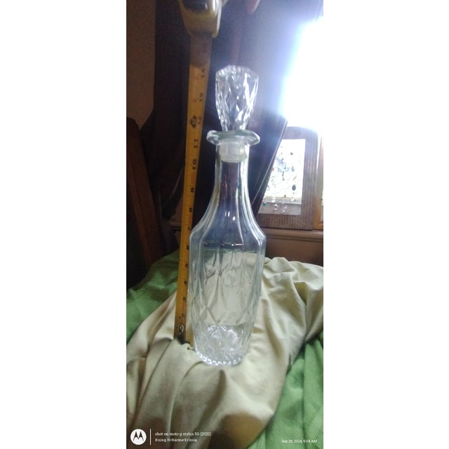 Vintage Hand Cut Glass Decanter With Stopper For Sale In Kansas City - Image 6 of 11