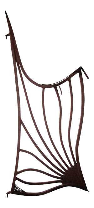 Custom-Crafted Art Nouveau Style Wrought Iron Gate with Stylized Flower
