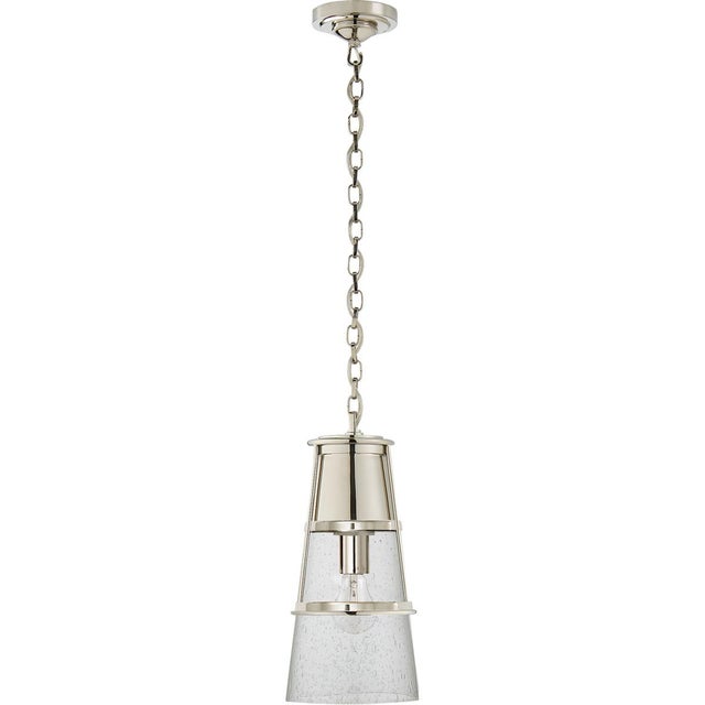 Modern Thomas O'Brien for Visual Comfort Signature Robinson Medium Pendant in Polished Nickel with Seeded Glass For Sale - Image 3 of 3