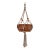 Vintage Gray Macramé Plant Hanger With Wooden Beads & Tassel For Sale