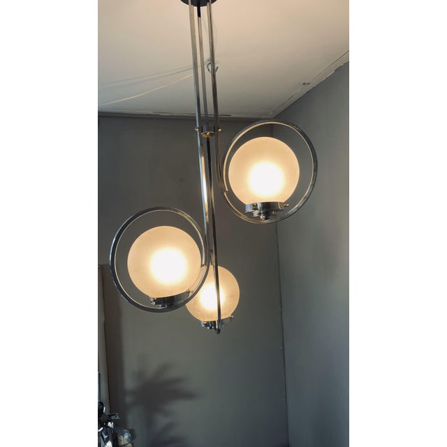 Art Deco Silver Ceiling Lamp with Three Sphere Shades For Sale - Image 14 of 18