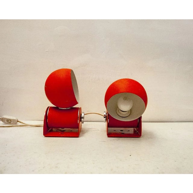 Vintage Italian Orange Table Lamps or Sconces, 1970s, Set of 2 For Sale - Image 4 of 8