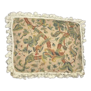 French Needlepoint Pillow of a Bird in a Tree