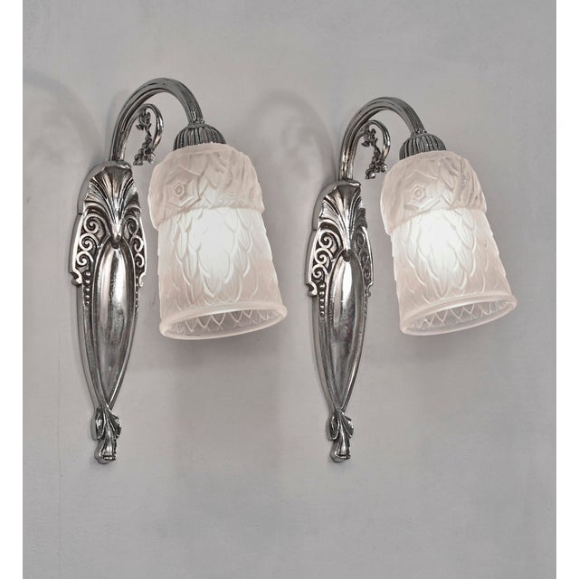 Charles Schneider French Art Deco Wall Sconce by Léon Hugue & Charles Schneider 1930 France - A Pair For Sale - Image 4 of 11